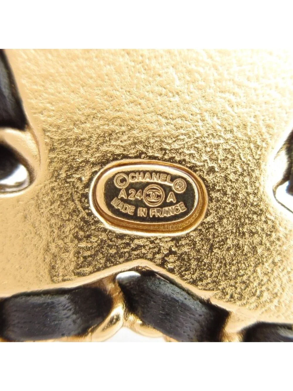 Chanel Brocade CC Logo Lambskin Gold Black Brooch